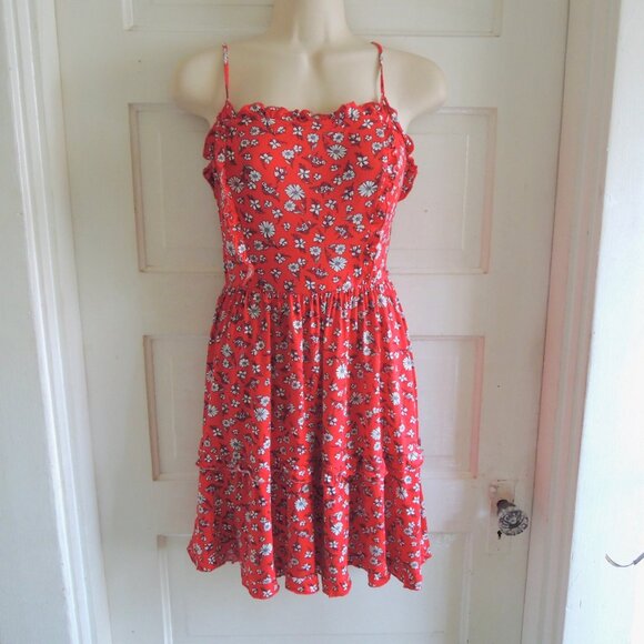 Mi Ami Red & White Floral Smocked Sun Dress - Picture 1 of 6